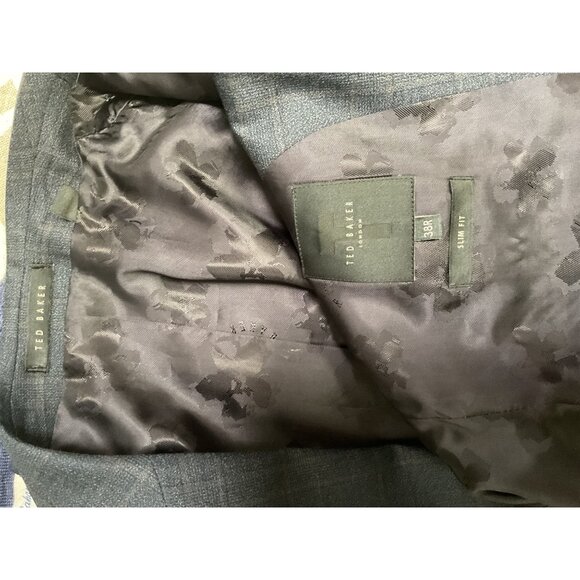 Ted Baker Navy Plaid Slim Fit Blazer Men's Size 38R - Picture 6 of 6